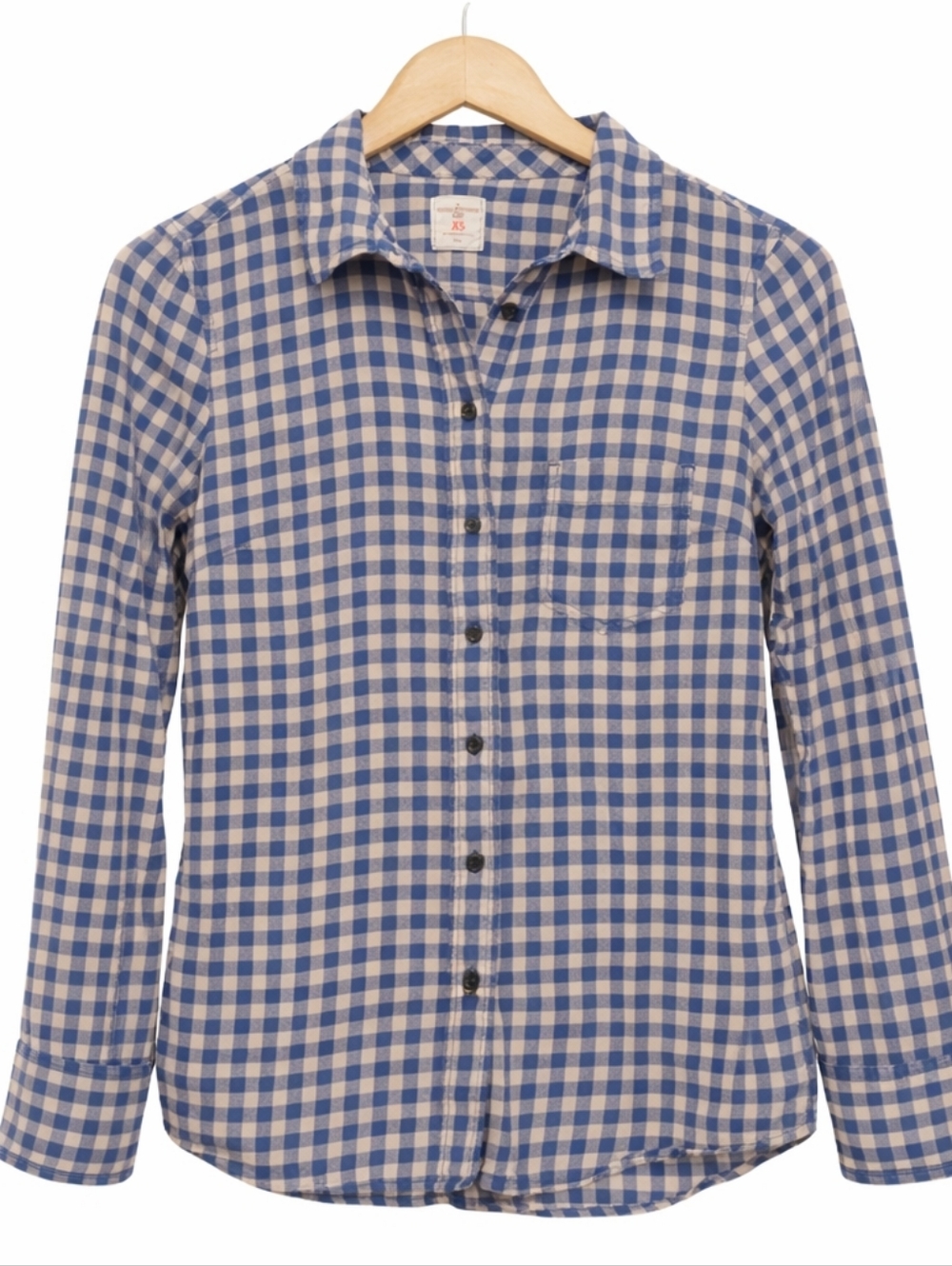 GAP Boyfriend Shirt Blue Gingham Button Down Cotton Breezy XS